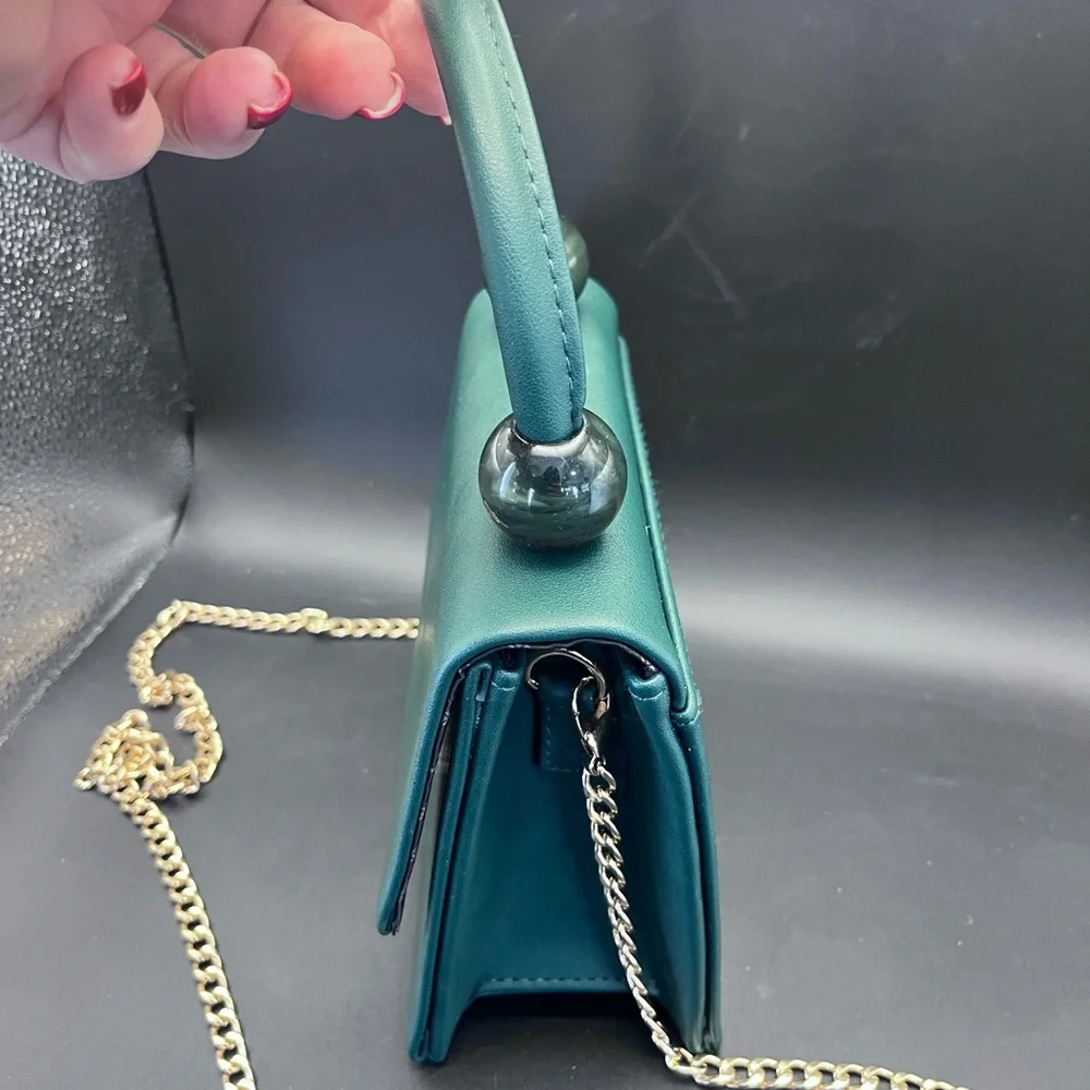Aldo Teal Mini Bag with Gold Chain - Picture 5 of 9